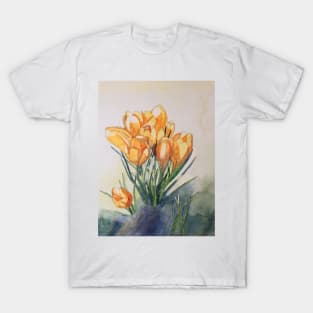 Yellow crocuses watercolour painting T-Shirt